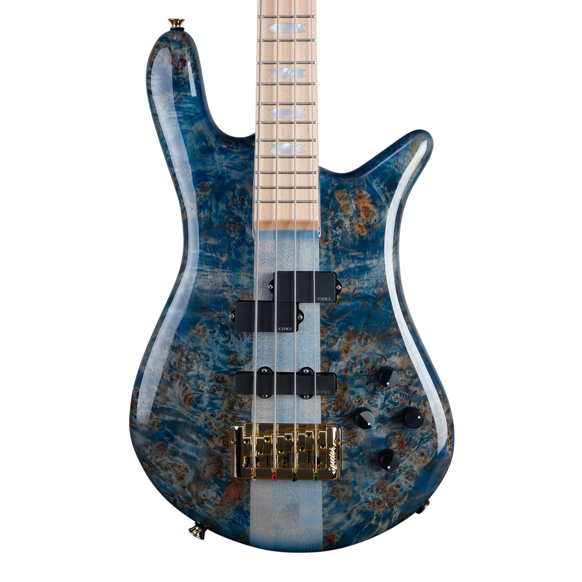CHUCKSCLUSIVE Spector Euro 4 LT Bass Guitar - Exotic Poplar Burl Blue Fade