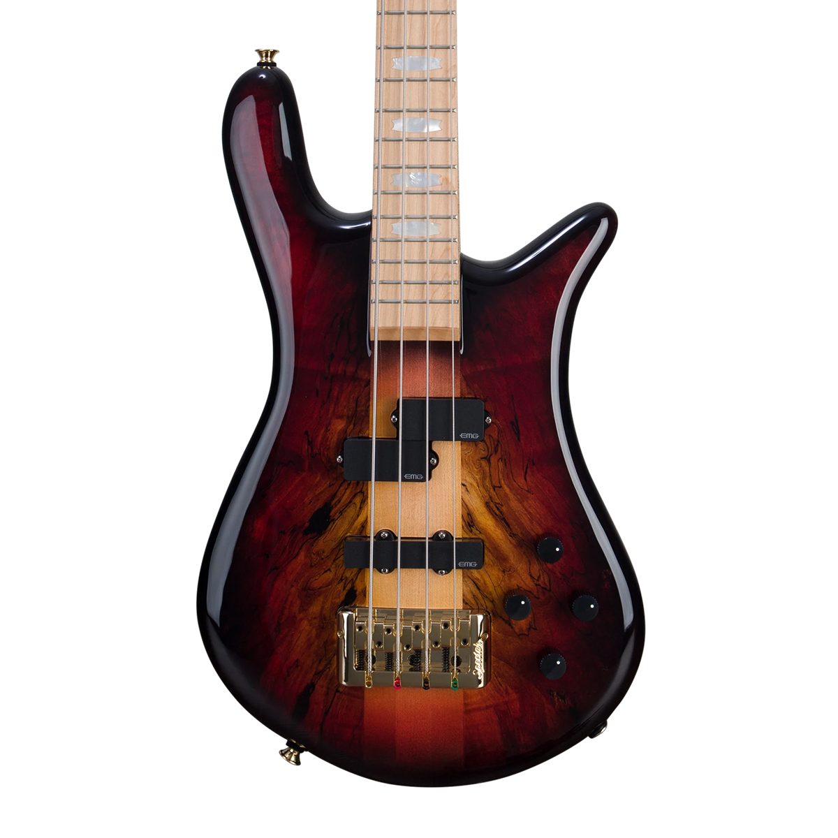 CHUCKSCLUSIVE Spector Euro 4 LT Spalted Maple Bass Guitar - Fire Red Burst
