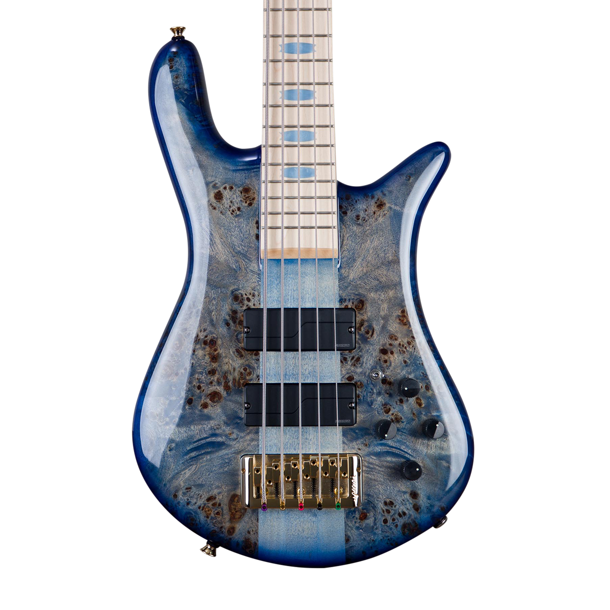 CHUCKSCLUSIVE Spector Euro 5 LT Poplar Burl Over Ash 5-String Electric Bass Guitar - Faded Light Blue Gloss