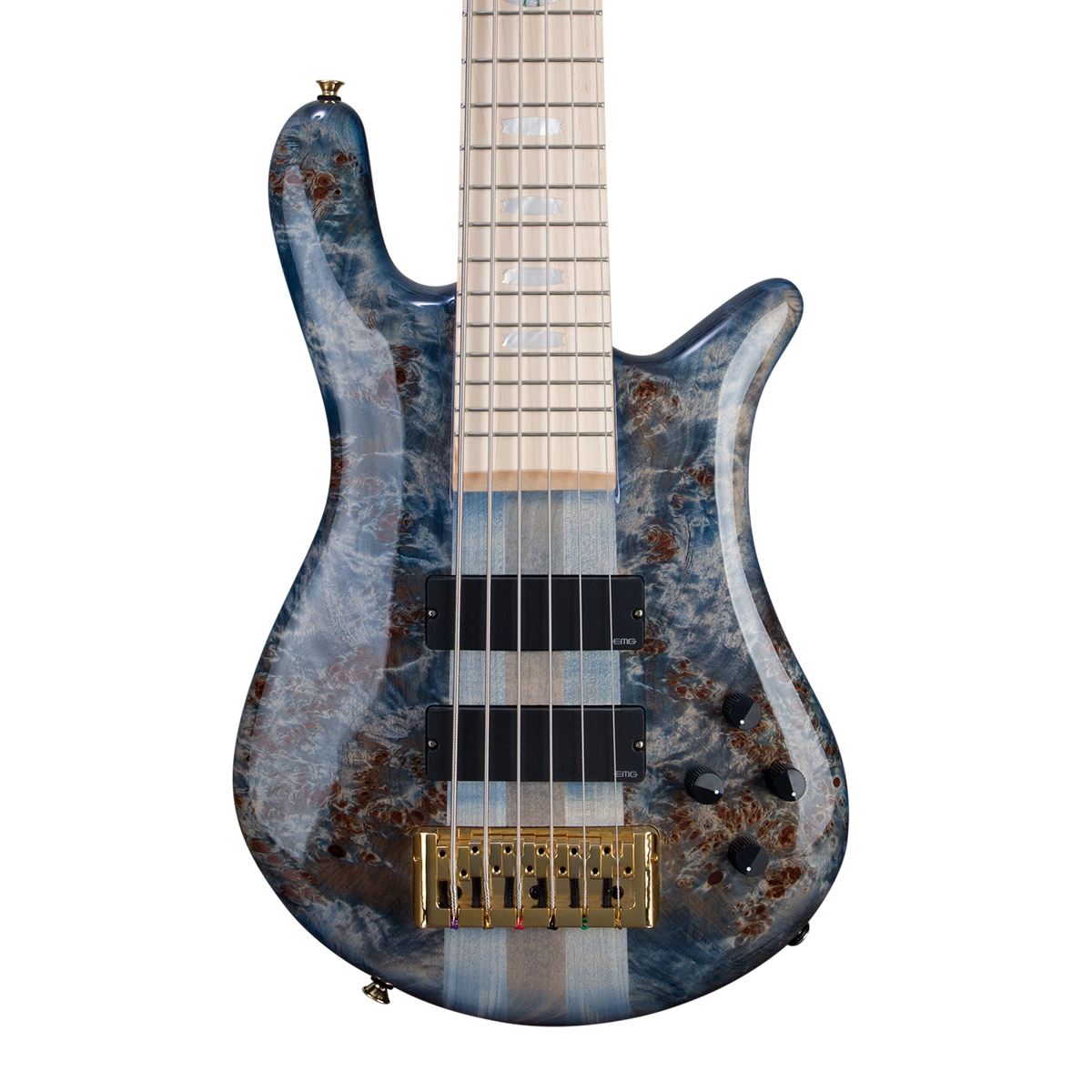 CHUCKSCLUSIVE Spector Euro 6 LT Poplar Burl Bass Guitar - Faded Light Blue