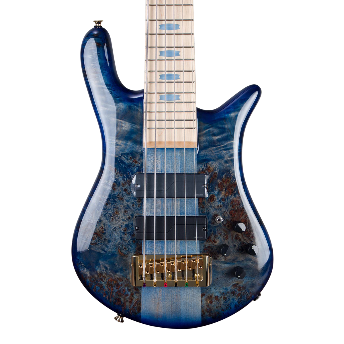 CHUCKSCLUSIVE Spector Euro 6 LT Poplar Burl Over Ash 6-String Electric Bass Guitar - Faded Light Blue Gloss