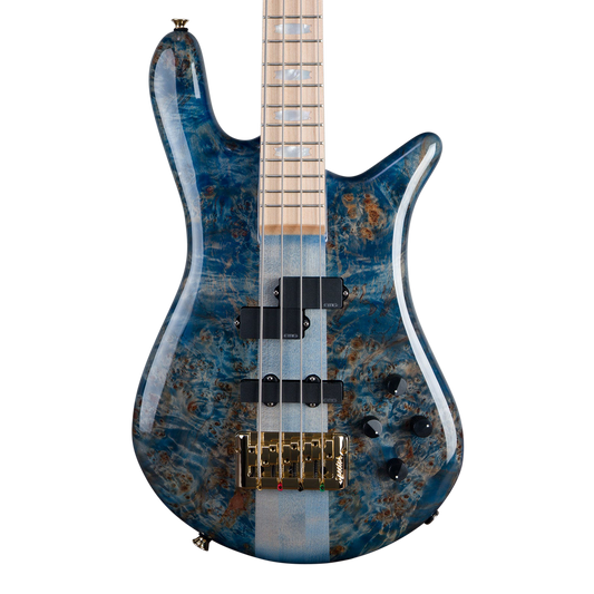 CHUCKSCLUSIVE Spector Euro 4 LT Bass Guitar - Exotic Poplar Burl Blue Fade