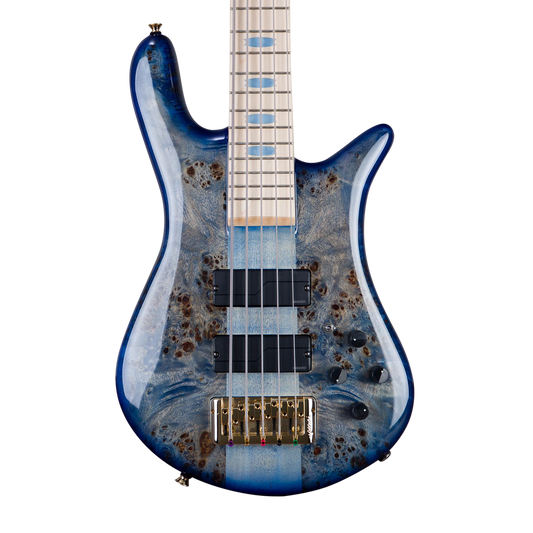 CHUCKSCLUSIVE Spector Euro 5 LT Poplar Burl Over Ash 5-String Electric Bass Guitar - Faded Light Blue Gloss