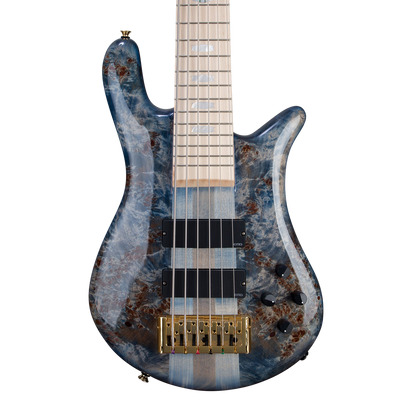 CHUCKSCLUSIVE Spector Euro 6 LT Poplar Burl Bass Guitar - Faded Light Blue
